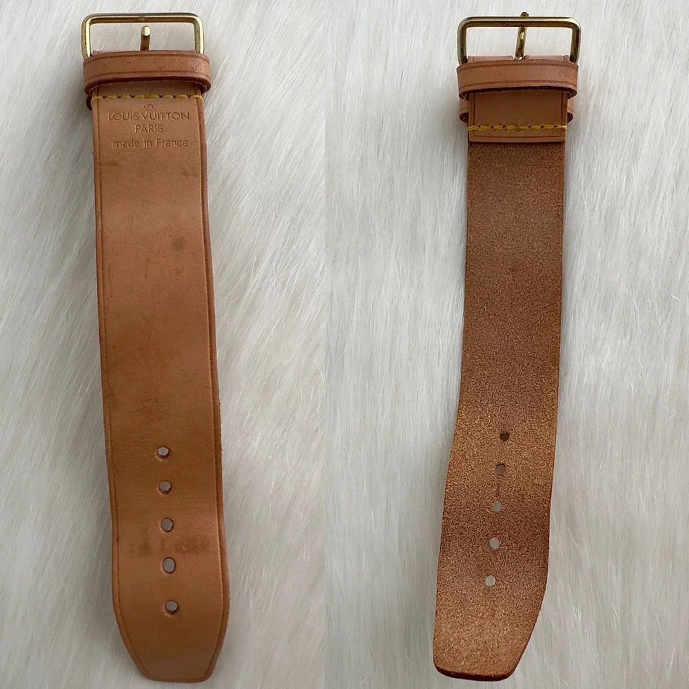 ✨Authentic LOUIS VUITTON Vachetta Leather Luggage Tag With Looping Strap Holder - Picture 13 of 16